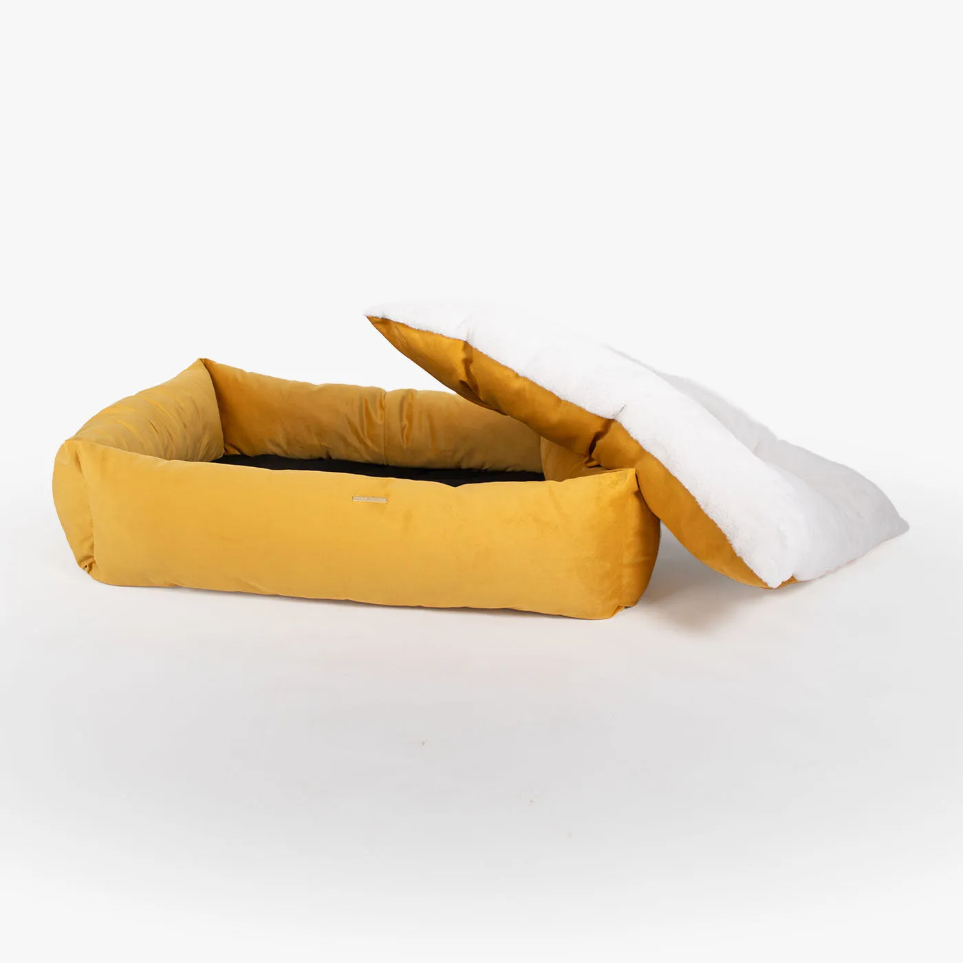 Box Bed In Saffron Velvet by Lords & Labradors