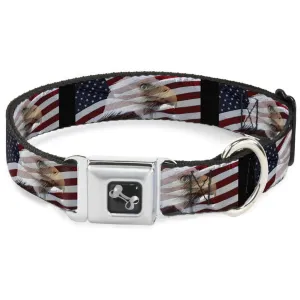 Buckle-Down Dog Bone Seatbelt Collar American Eagle Flag WL 20-31