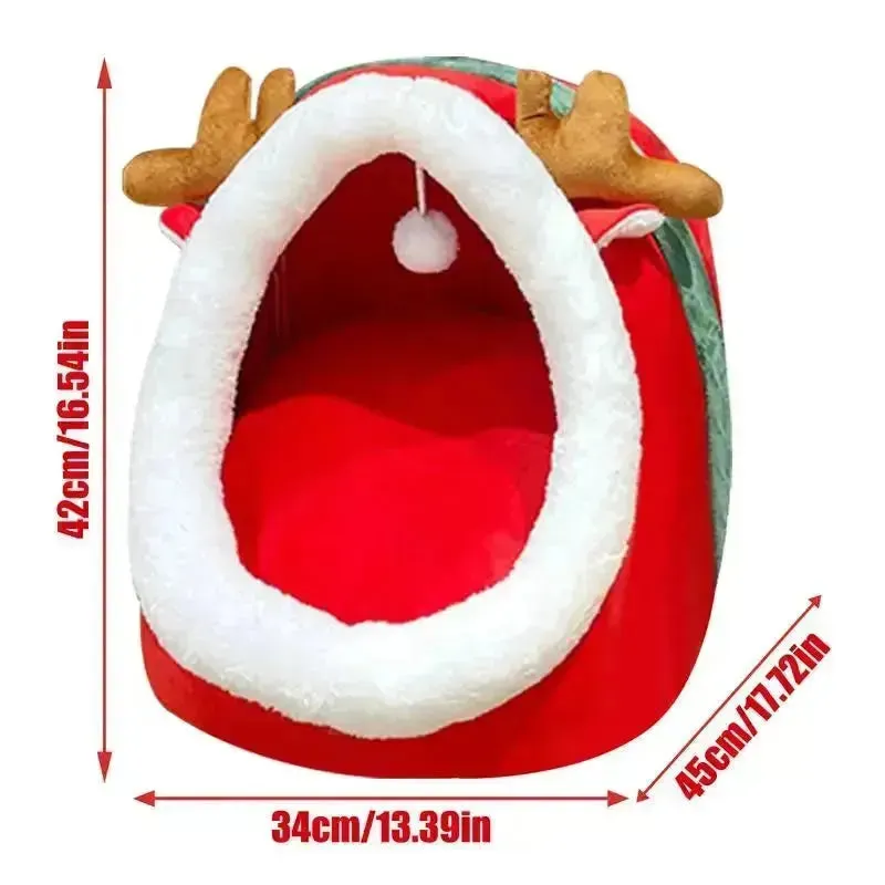 Christmas Semi-Enclosed Cat Bed