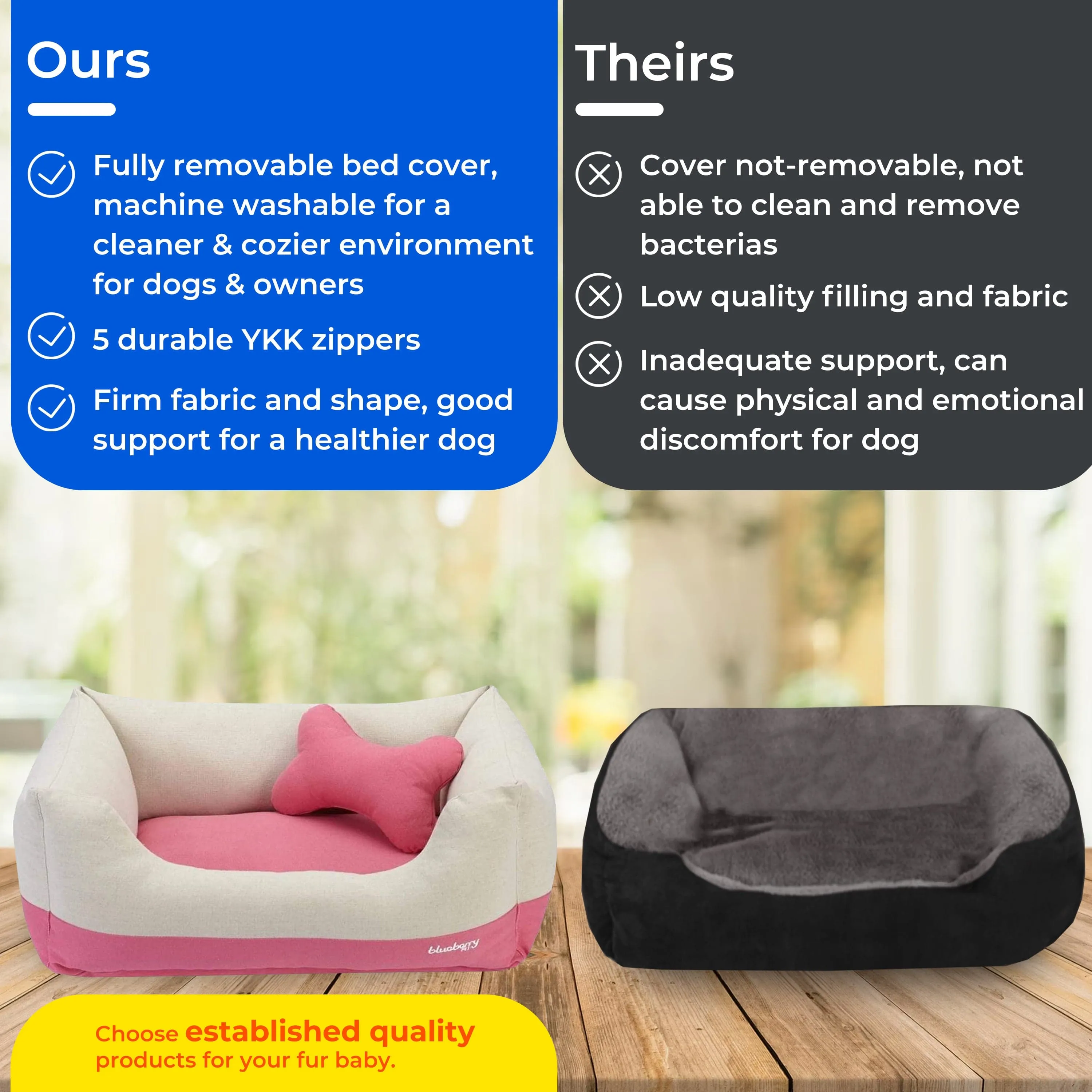 Cover-removable and Washable Color-block Linen Blend Dog Bed & Bed Cover Value Pack