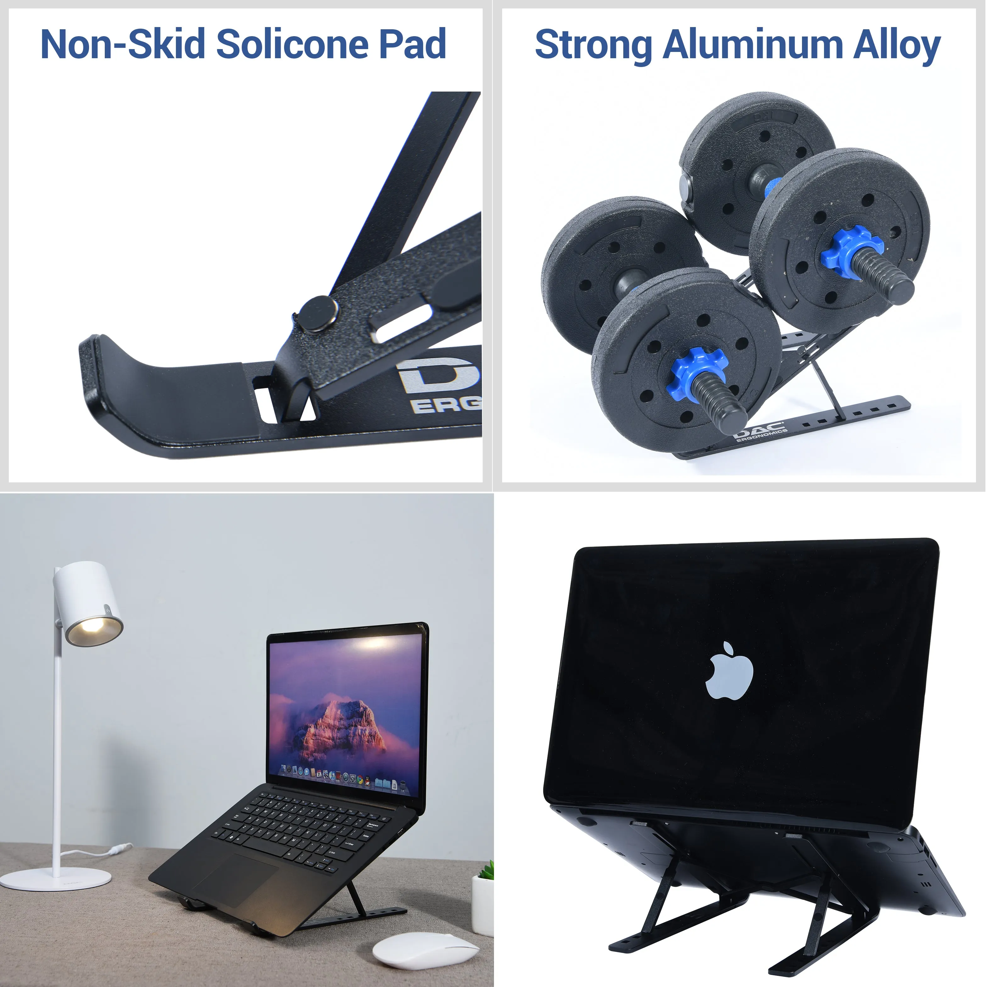 DAC® MP-222 Portable and Adjustable Laptop/Tablet Stand, Black