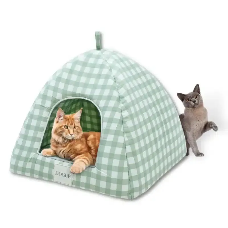 DOGUE Gingham Green Cat Bed
