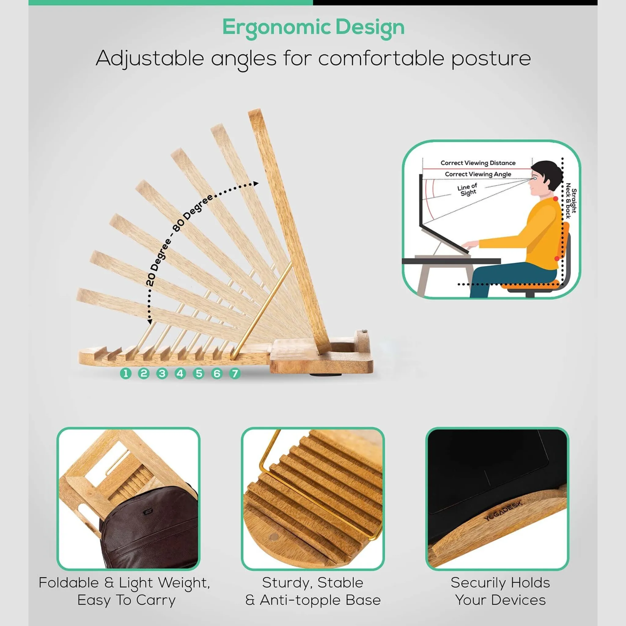 Ergonomic Laptop Stand & iPad/Tablet Riser