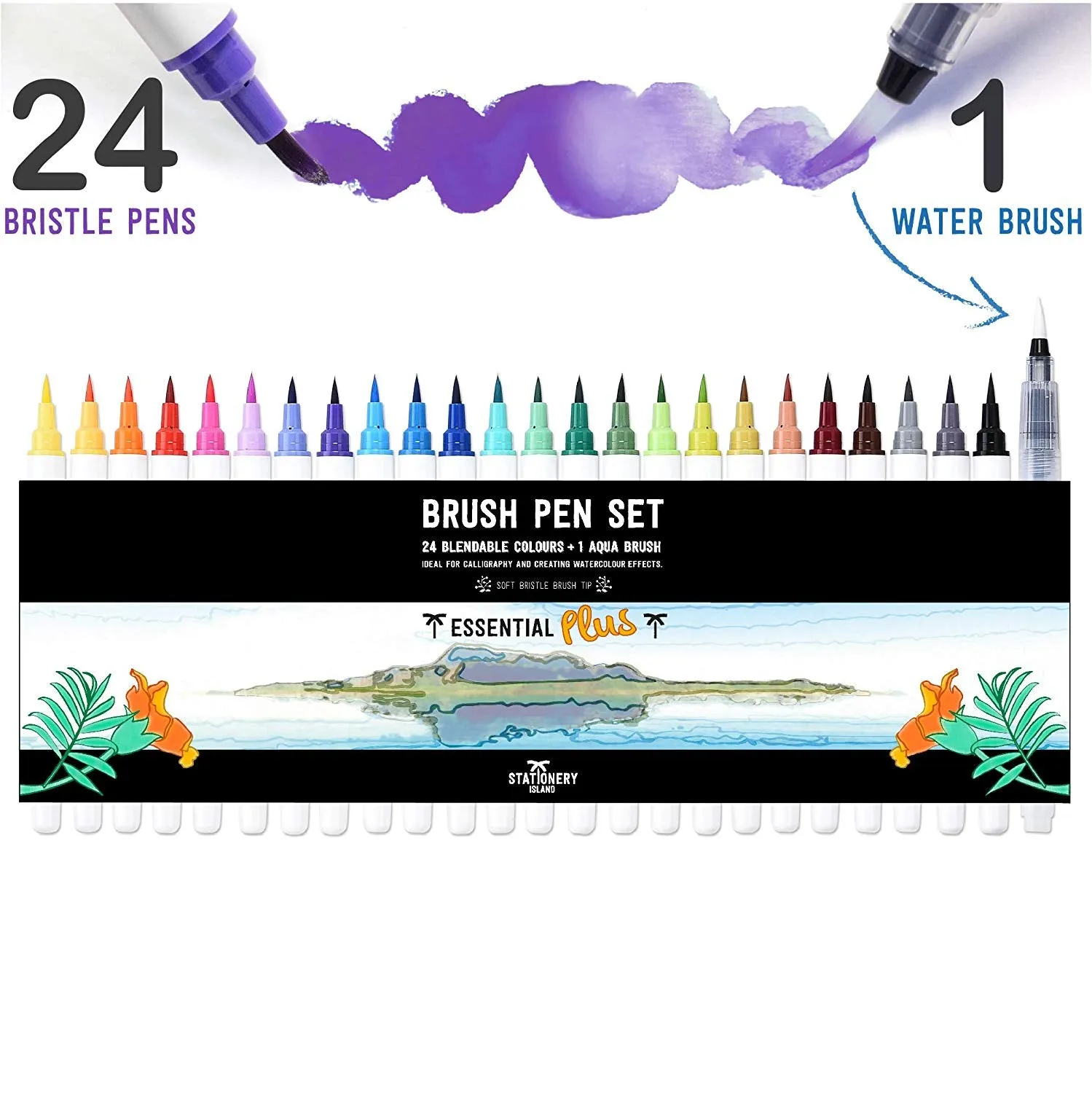 Essential Colours Brush Pens - Pack of 24   Aqua Brush