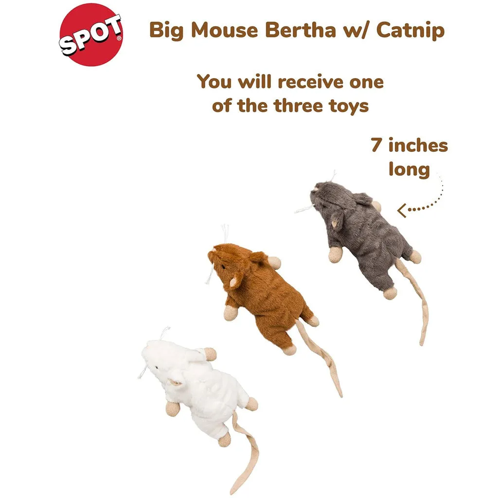 Ethical Pet Spot Big Mouse Bertha Cat Toy, Color Varies, 7-in