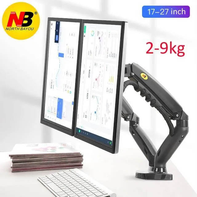 Gas Spring Ergonomic 10"-27" Dual Monitor Stand