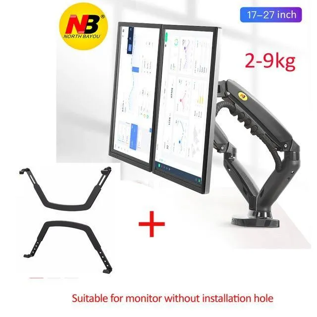 Gas Spring Ergonomic 10"-27" Dual Monitor Stand