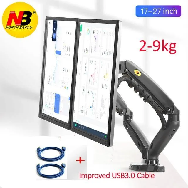 Gas Spring Ergonomic 10"-27" Dual Monitor Stand