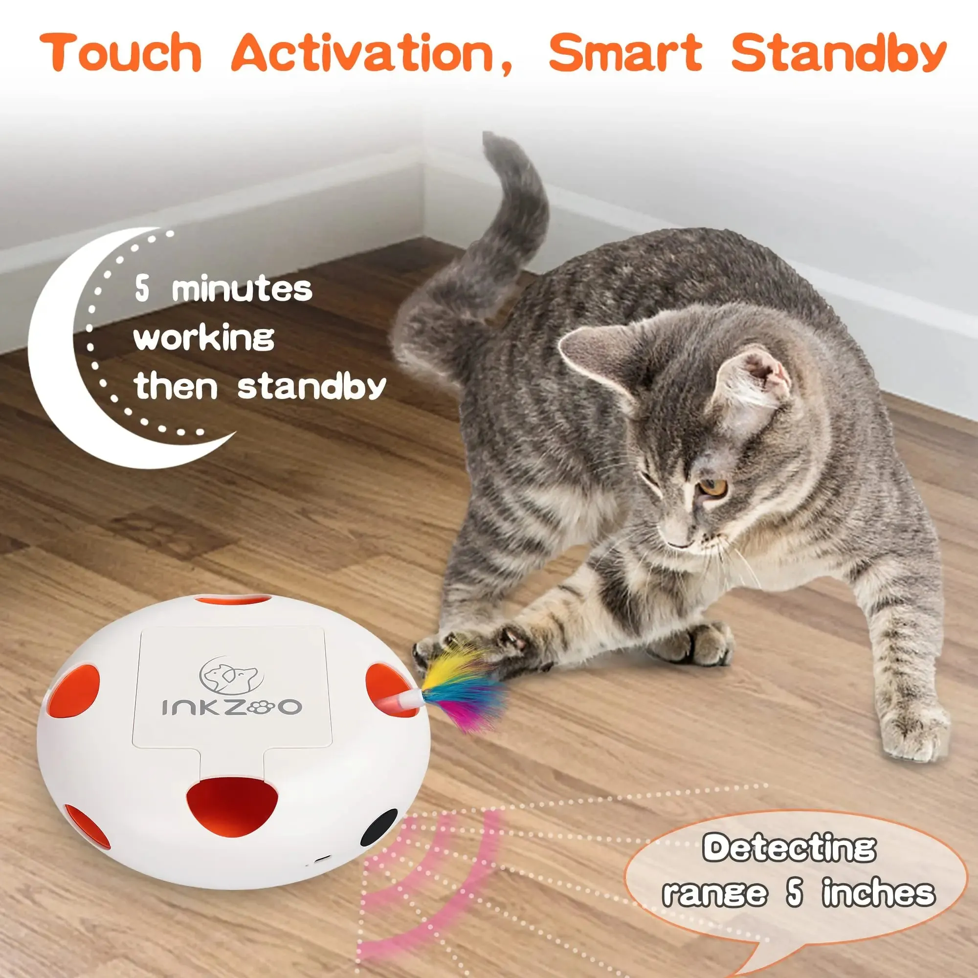 Interactive Cat Toy with Smart Feather, Automatic Standby, and Type-C Charging - Ideal for Indoor Cats