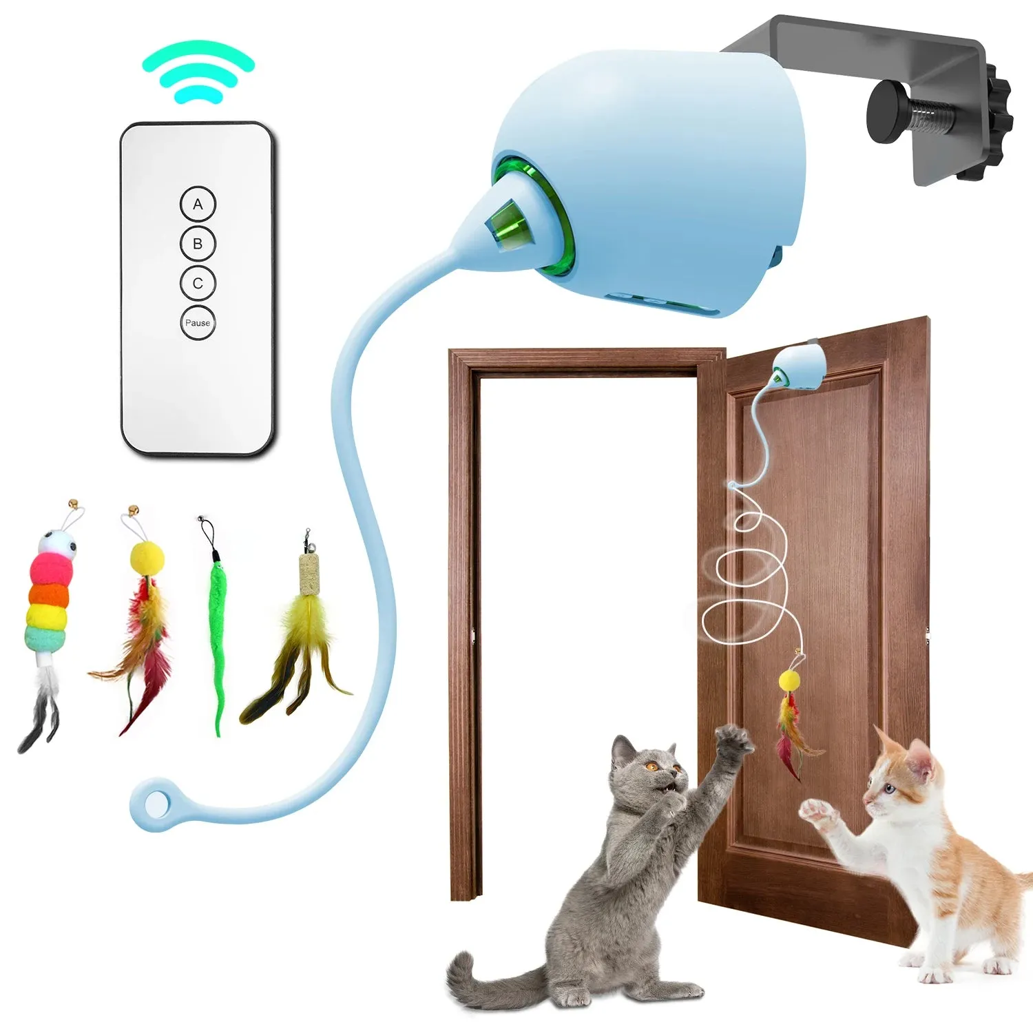 Interactive Cat Toy with Smart Feather, Automatic Standby, and Type-C Charging - Ideal for Indoor Cats