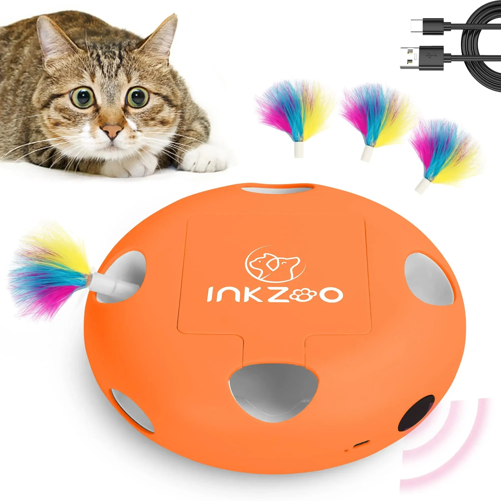 Interactive Cat Toy with Smart Feather, Automatic Standby, and Type-C Charging - Ideal for Indoor Cats