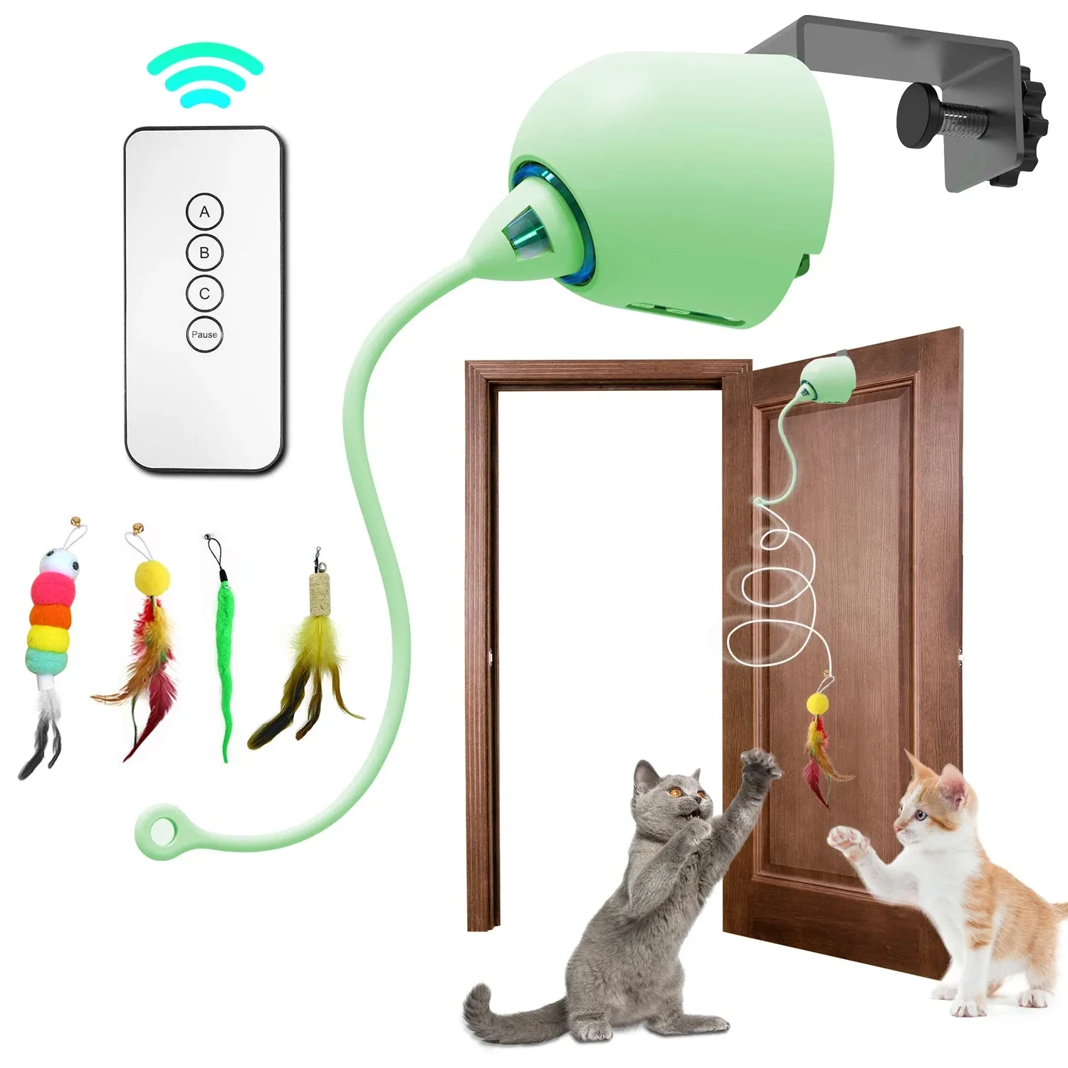 Interactive Cat Toy with Smart Feather, Automatic Standby, and Type-C Charging - Ideal for Indoor Cats