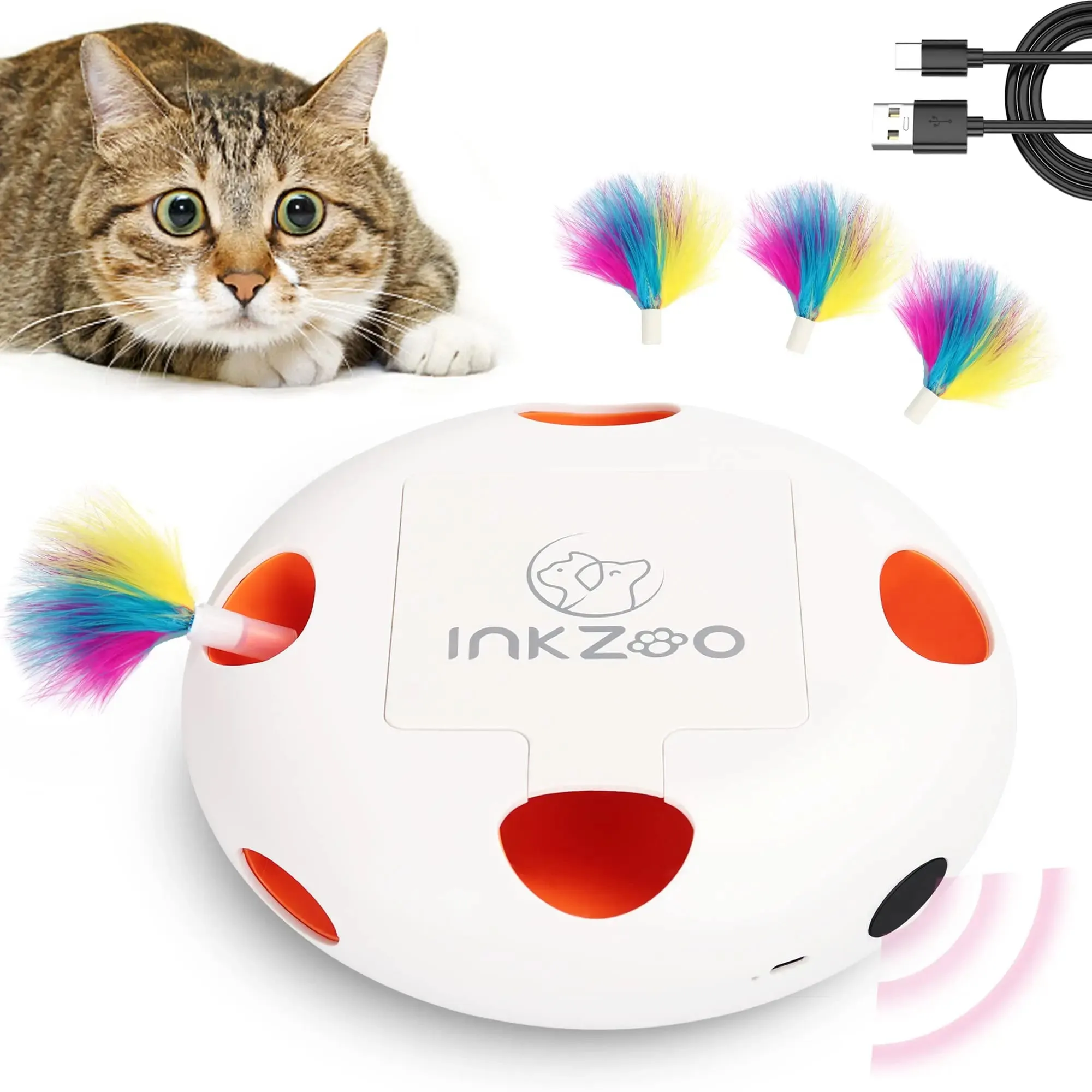 Interactive Cat Toy with Smart Feather, Automatic Standby, and Type-C Charging - Ideal for Indoor Cats