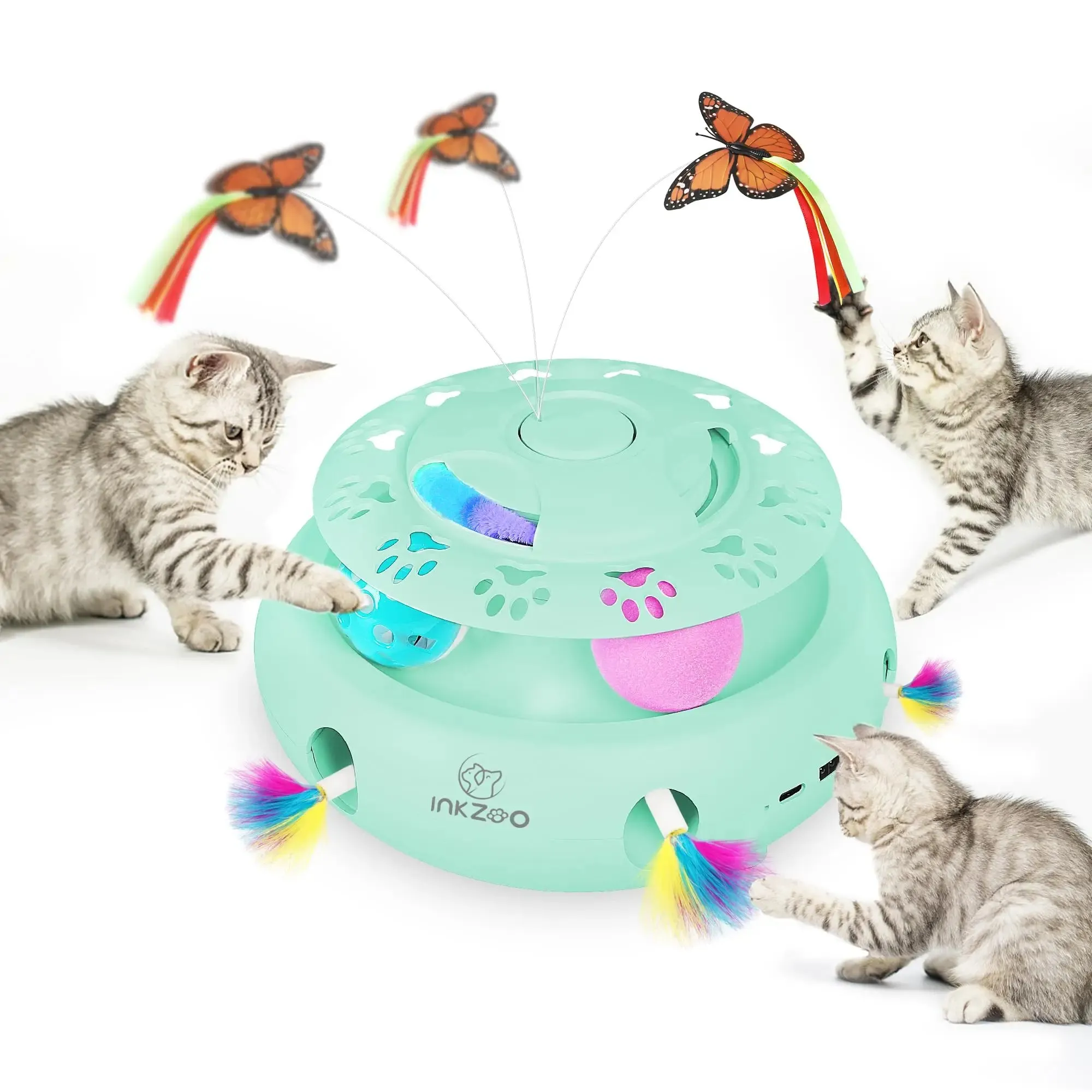 Interactive Cat Toy with Smart Feather, Automatic Standby, and Type-C Charging - Ideal for Indoor Cats