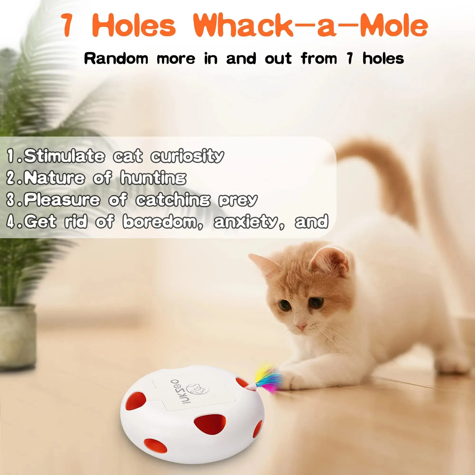 Interactive Cat Toy with Smart Feather, Automatic Standby, and Type-C Charging - Ideal for Indoor Cats