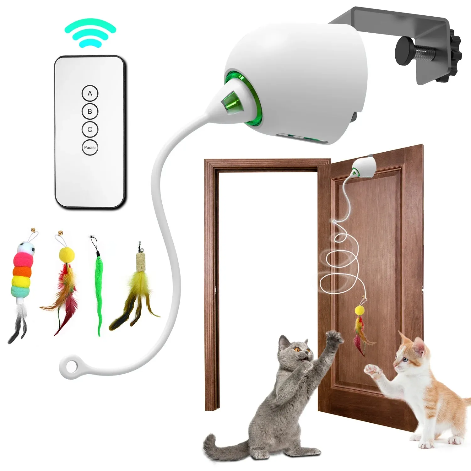 Interactive Cat Toy with Smart Feather, Automatic Standby, and Type-C Charging - Ideal for Indoor Cats