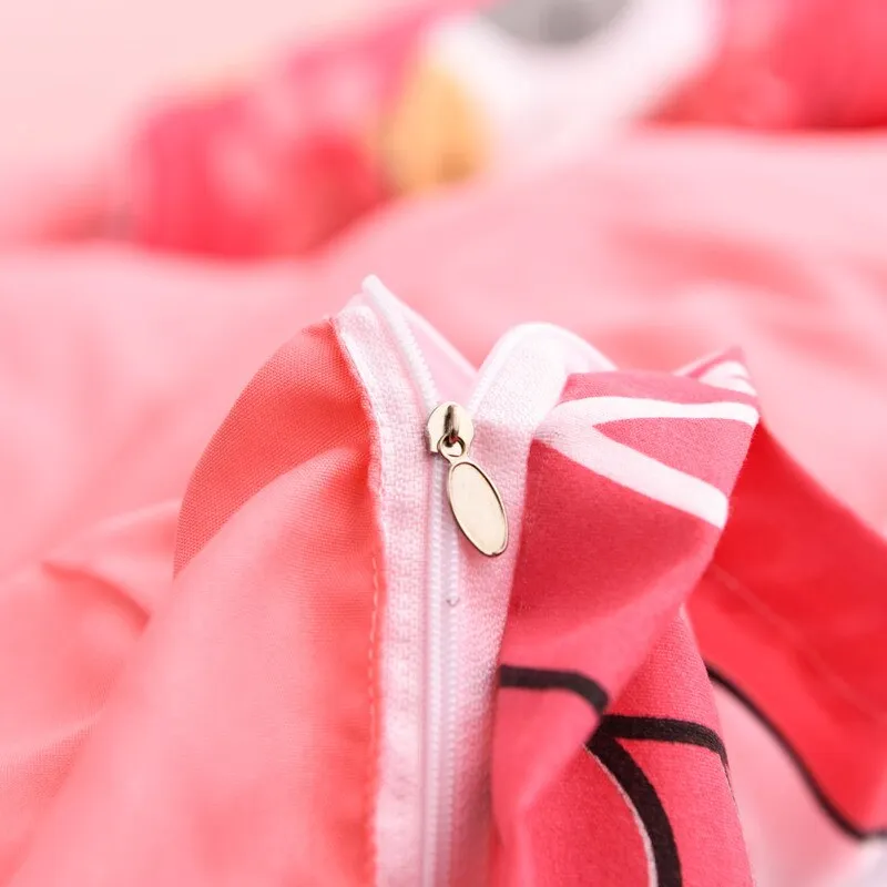 Japanese Pink Cats Bedding Set without Bed Flat Sheet