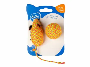Jolly orange mouse & ball 2pc - 17,5x3,5x4,5cm orange