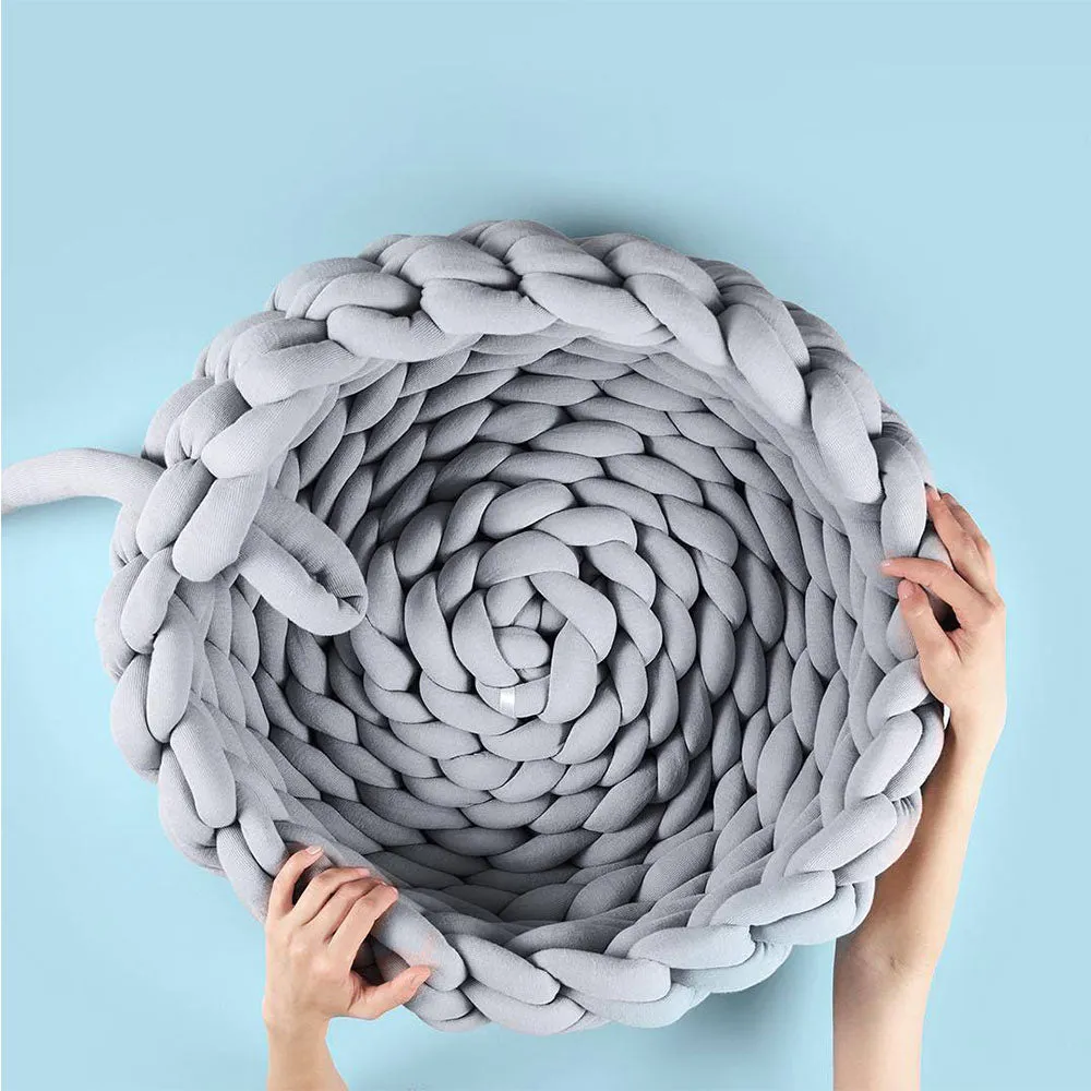 PAWS ASIA AliExpress Best Sell Cotton Tube Hand Woven Washable Round Comfy Soft Foldable Dog Beds Cat