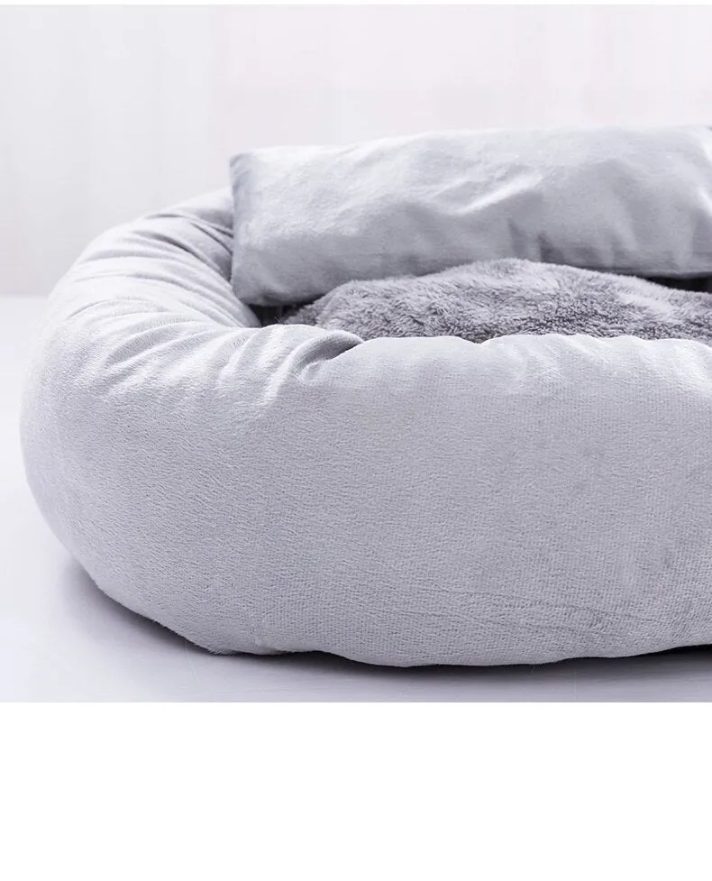 Pet Bed - Cute, ROUND PET SOFA Mat with Pillow. Winter Warm Pet House