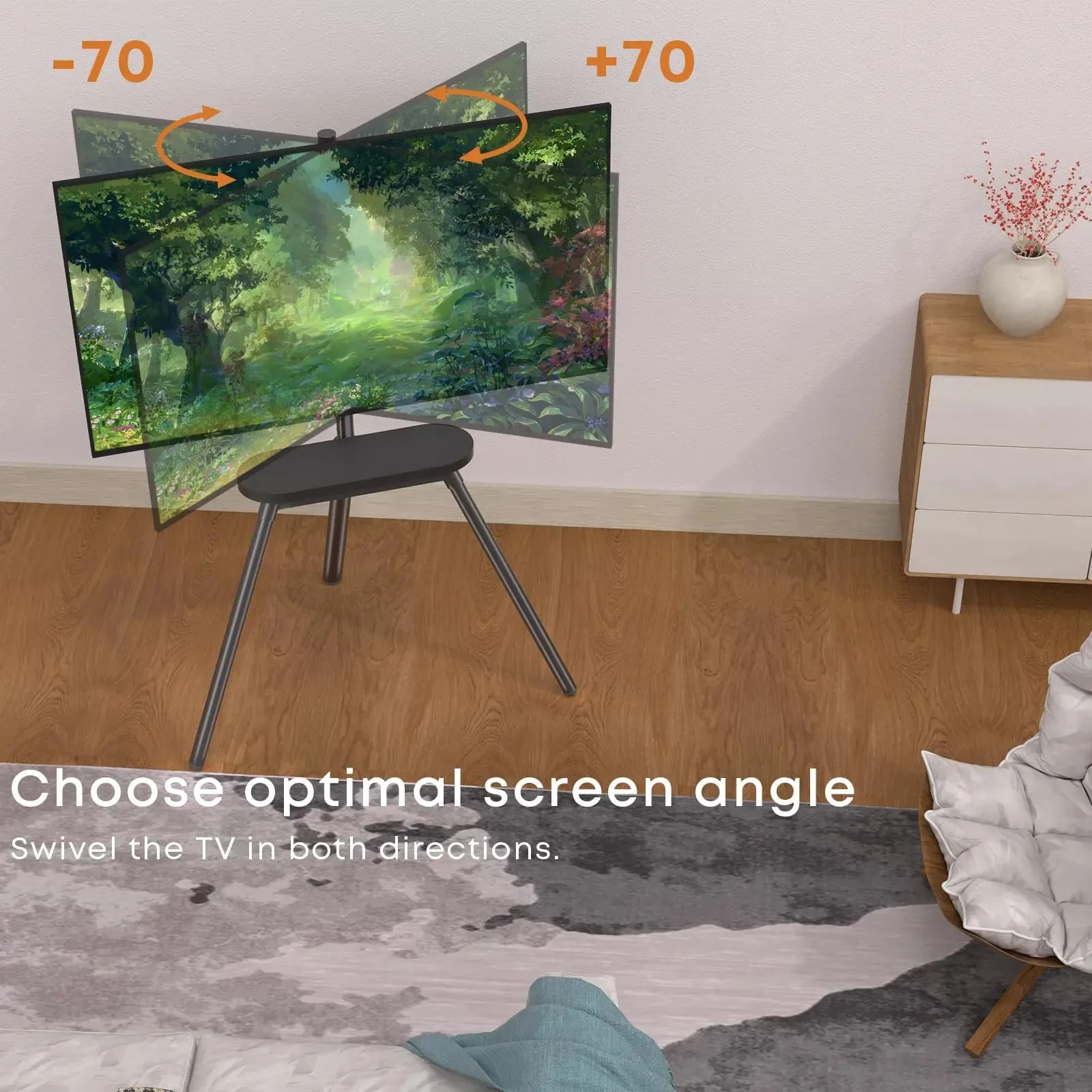 PUTORSEN 45 to 65 inch Universal Easel TV Stand (Black)