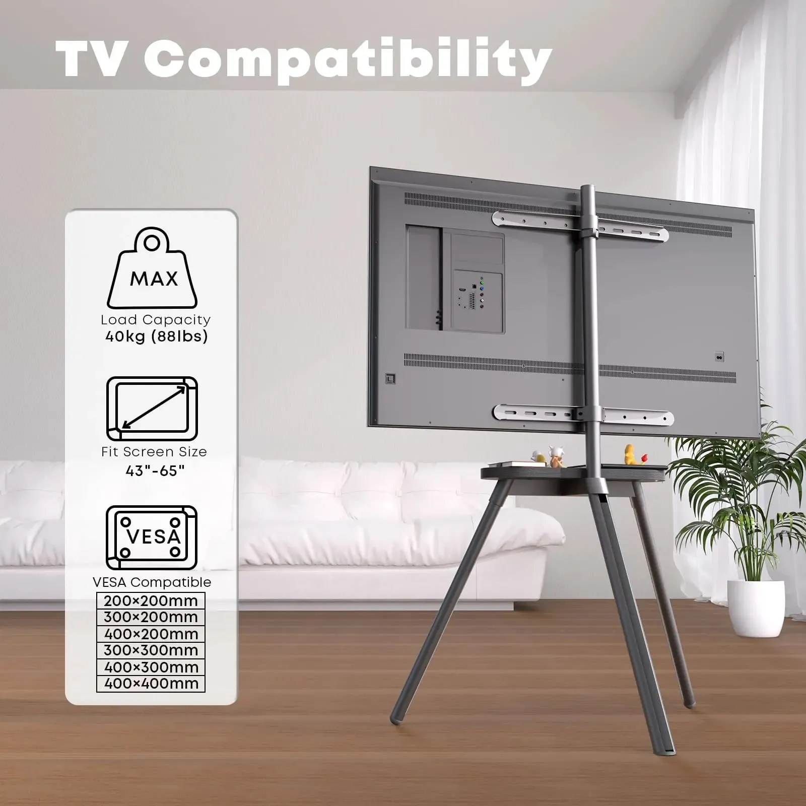 PUTORSEN 45 to 65 inch Universal Easel TV Stand (Black)