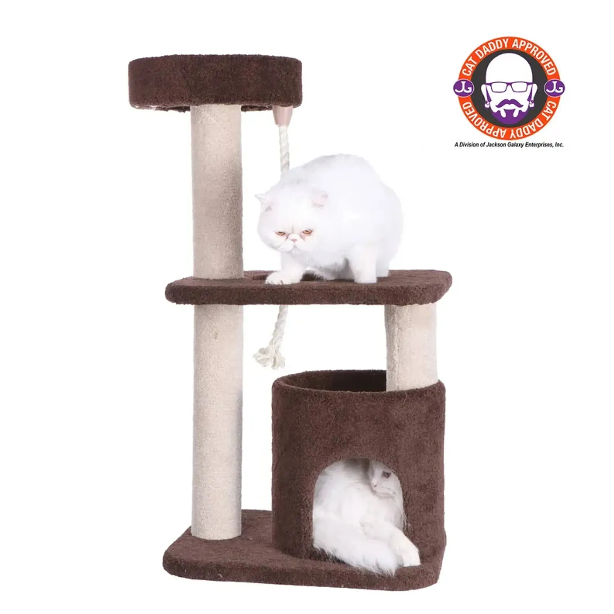 Real Wood 3-Tier Carpeted Cat Tree Condo  Kitten Play House
