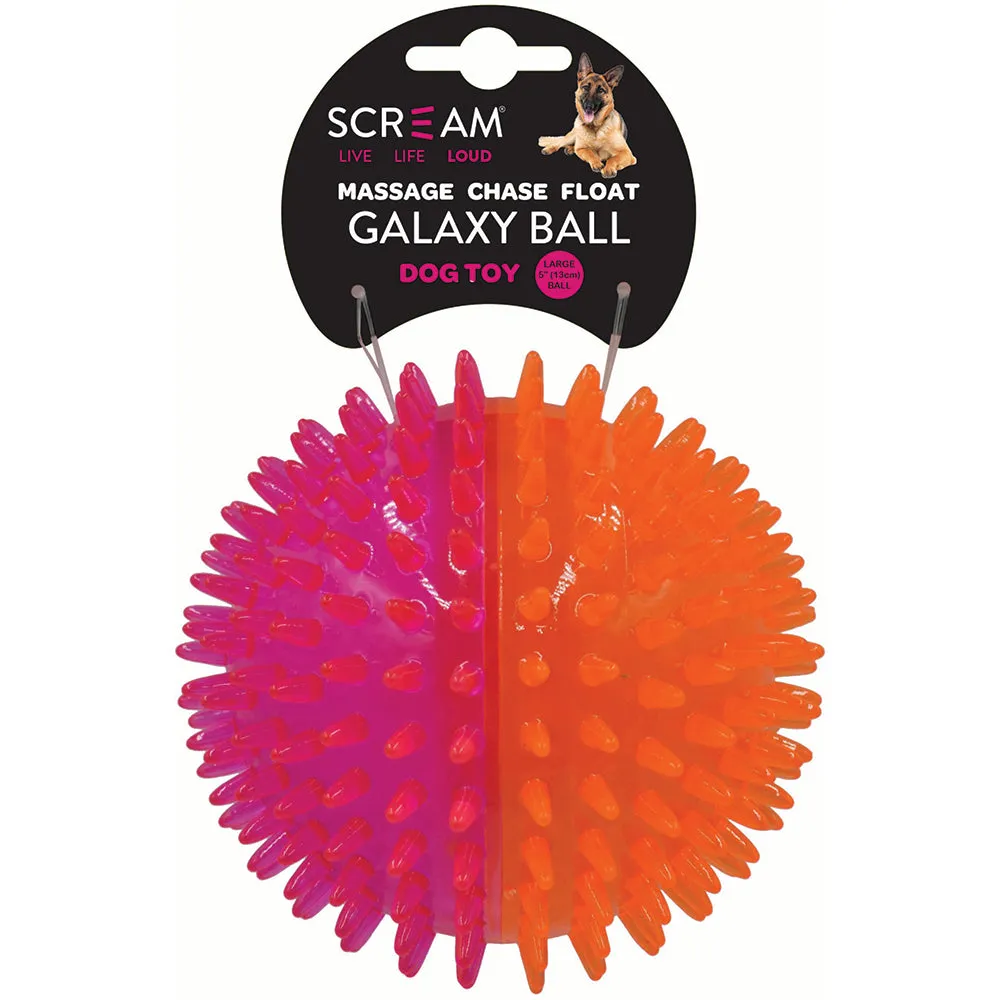 Scream Galaxy Ball Pink Orange Dog Toy