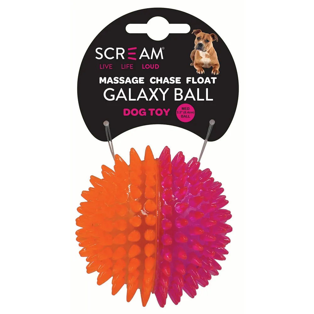 Scream Galaxy Ball Pink Orange Dog Toy