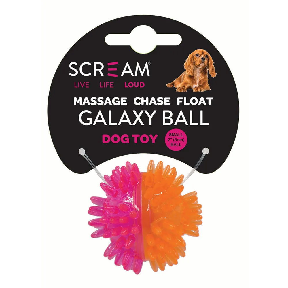 Scream Galaxy Ball Pink Orange Dog Toy