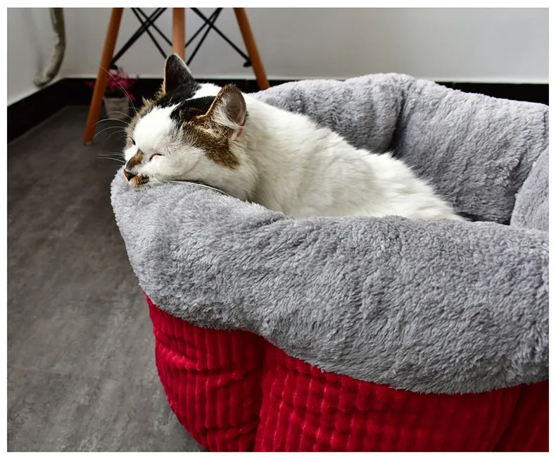 Soft  Fabric High-Loft Cushion Pillow Luxury Pet Bed