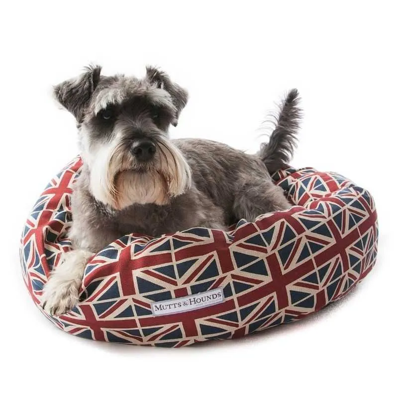 Union Jack Donut Dog Bed