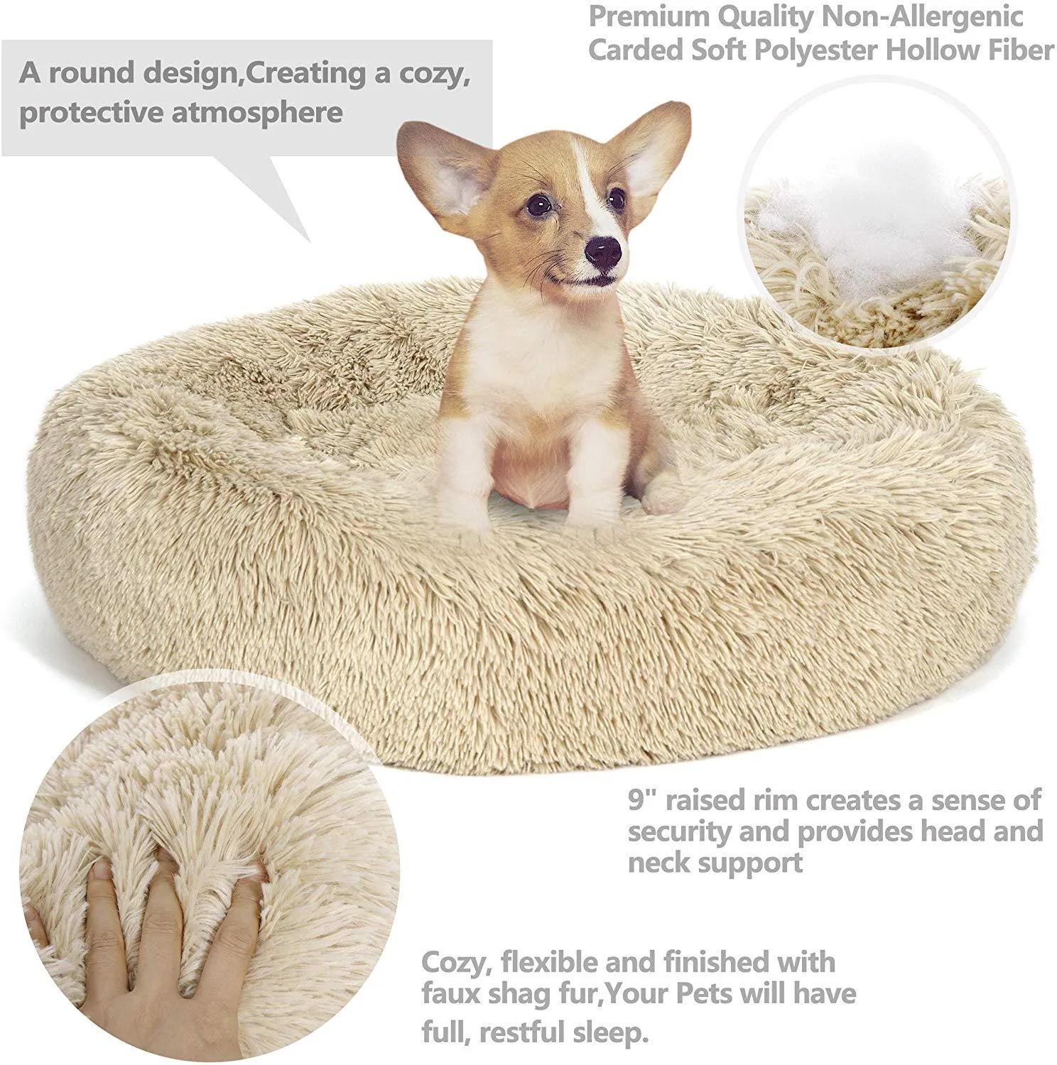 ZENY™ Pet Bed for Dogs & Cats, Anti-Slip, Machine Washable, Ultra Soft Washable Dog and Cat Cushion Bed